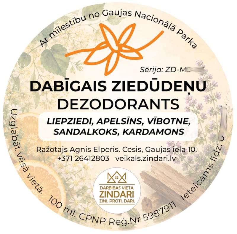 Ziedūdens dezodorants. Ar liepziediem un sandalkoku. - Image 3