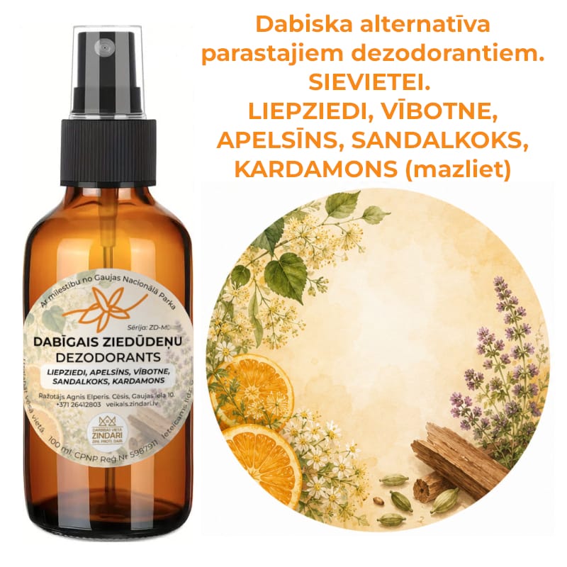 Ziedūdens dezodorants. Ar liepziediem un sandalkoku. - Image 2