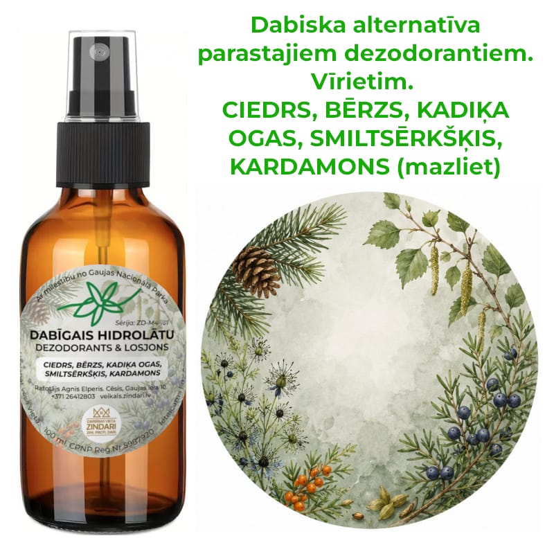 hidrolatu dabīgais dezodorants vīrietim